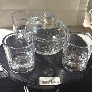 Basketball Glass Decanter Set with wooden tray 3 glasses